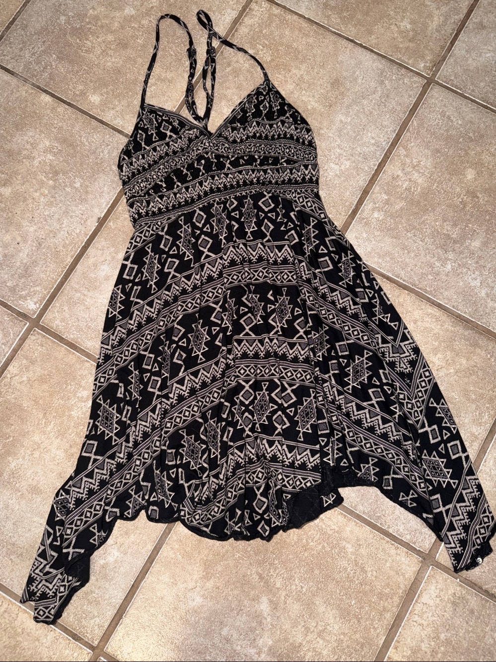 Billabong Black & White Aztec Asymmetrical Sundress